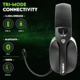 SpinBot Ranger HX500 Tri-Mode Wireless Gaming Headphones, 28ms Low-Latency, 2.4GHz Bluetooth & Wired Gaming Headset