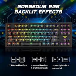 Aula F2183 Mechanical Type-C wired & 2.4G wireless & Bluetooth Gaming Keyboard, Hot Swappable RGB Switch Lightning Effect, Black