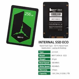 BRYT BR-5001-26 Eco SSD SATA III- 2.5 Inch 256 GB Desktop, Laptop Internal Solid State Drive (SSD) (Read Speed up to 500 MB/s & Write Speed up to 450 MB/s)(Interface: SATA III, Form Factor: 2.5 Inch)